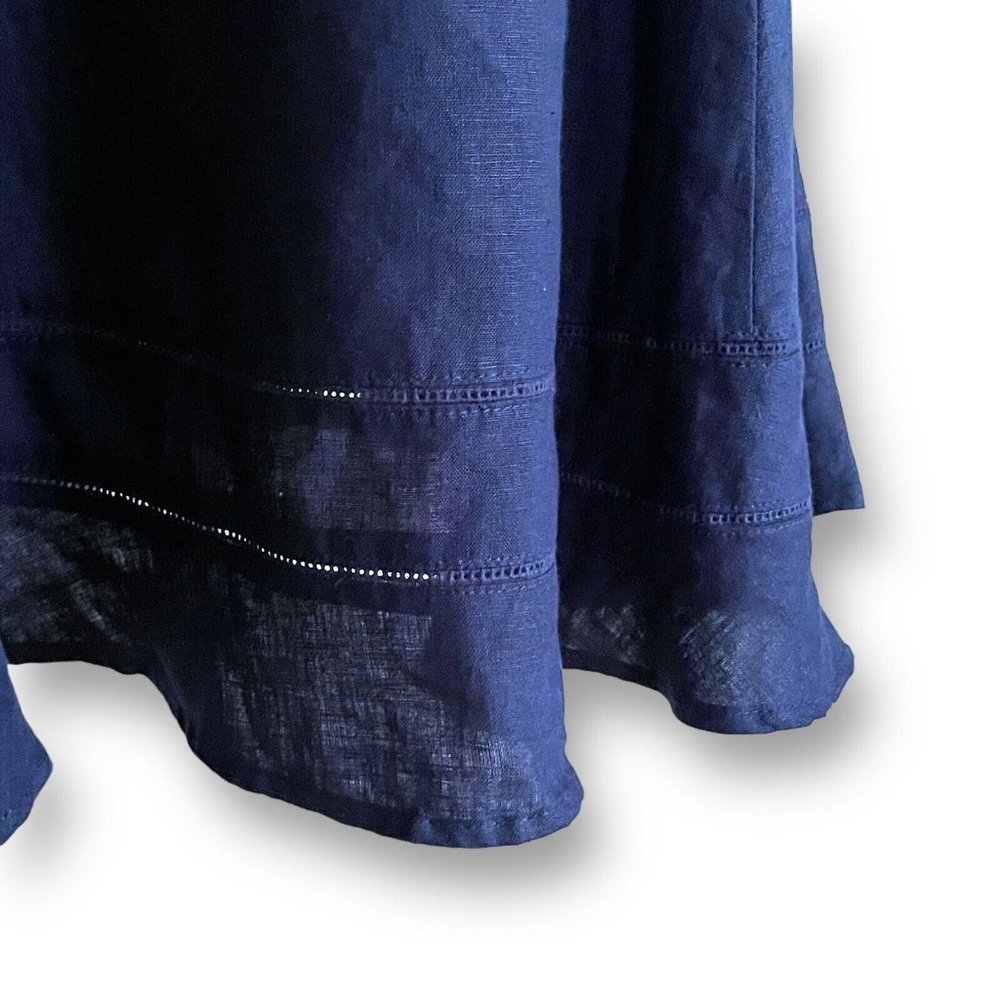 Malvin Germany Womens Linen Dress Sz 10 Navy Blue Fit & Flare Preppy Classic - Picture 5 of 8